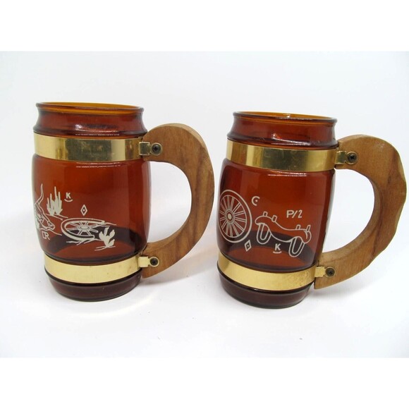 Siesta Ware 2 Piece Western Wagon Wheel Theme Barware Mugs - Picture 6 of 12